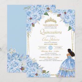 Light Blue Quinceanera Elegante Dress Rose Florenz Einladung