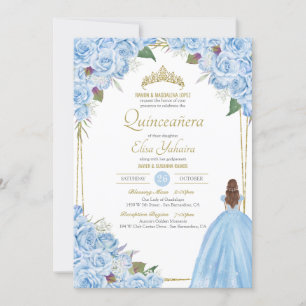 Light Blue Quinceanera Elegante Dress Rose Florenz Einladung