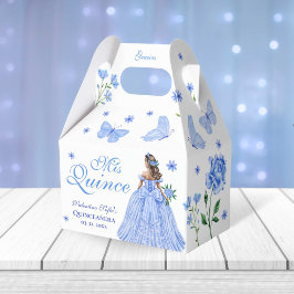 Light Blue Quinceñera Butterfly und Rose Blütenblu Geschenkschachtel