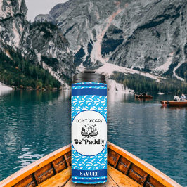 Light Blue Retro Pattern Canoe Otter Individuelle  Thermosbecher