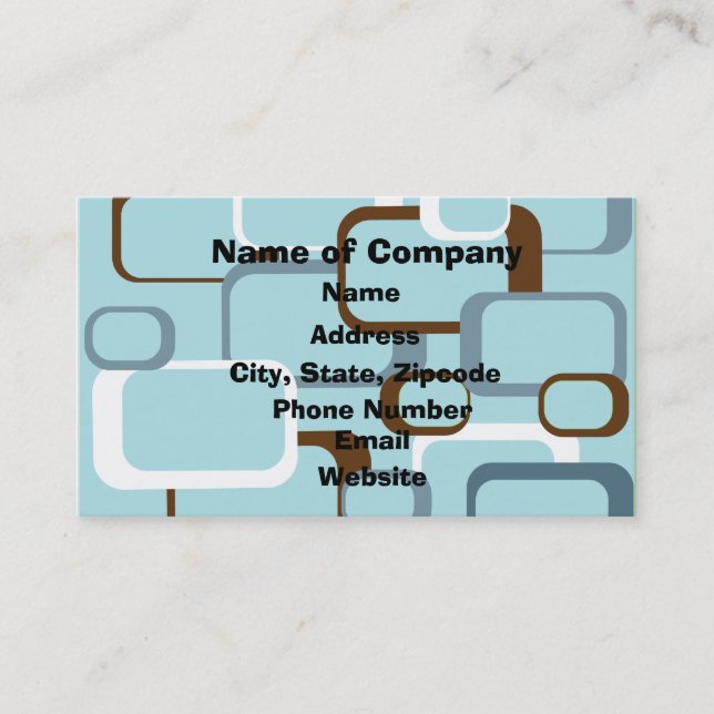 Light Blue Retro Squares Business Card Visitenkarte (Vorderseite)
