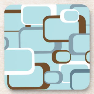 Light Blue Retro Squares Cork Untersetzer