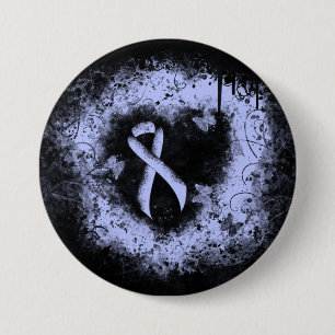 Light Blue Ribbon Grunge Herz Button
