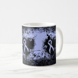 Light Blue Ribbon Grunge Herz Kaffeetasse