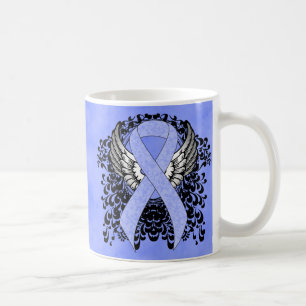 Light Blue Ribbon mit Flügeln Kaffeetasse