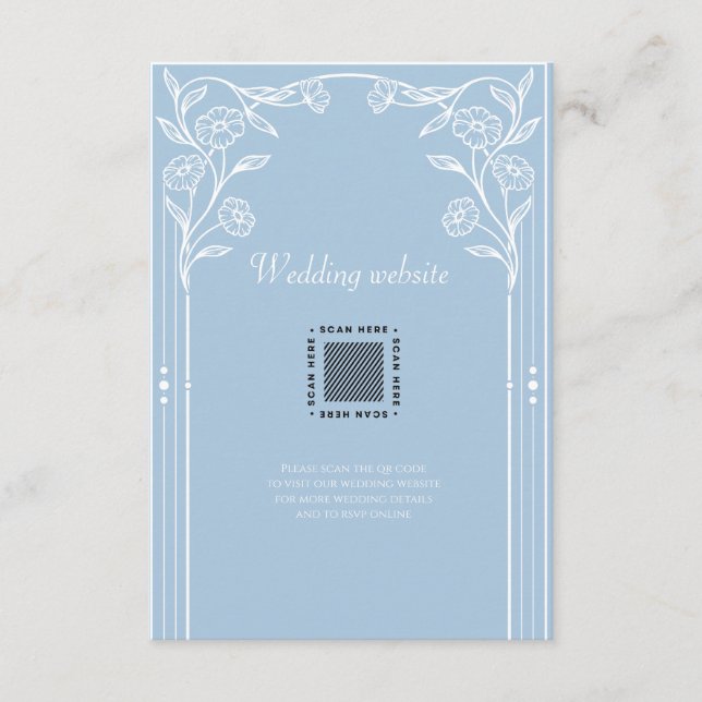 Light Blue Romance Vintage Wedding Card Begleitkarte (Vorderseite)