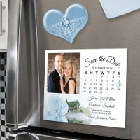 Light Blue Rose Calendar & Foto Rett Date Magnet
