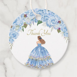 Light Blue Rose Floral Quinceanera Vielen Dank Geschenkanhänger