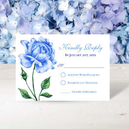 Light Blue Rose Quinceñera Response Card RSVP Karte