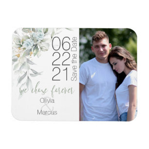 Light Blue Rose Watercolor Foto Save the Date Magnet