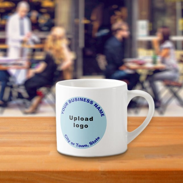 Light Blue Round Business Brand auf Espresso Tasse (Von Creator hochgeladen)