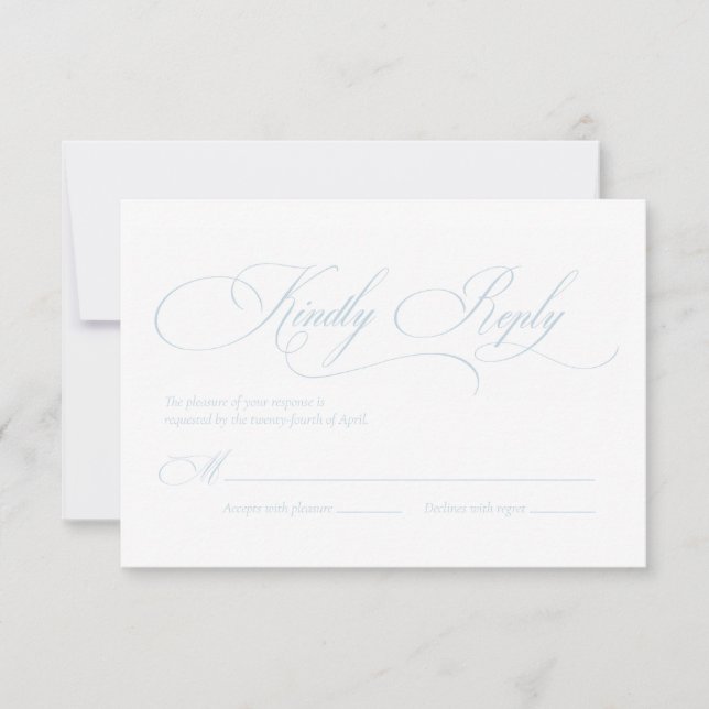 Light Blue "S" Monogram Wedding RSVP Card (Vorderseite)