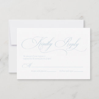 Light Blue "S" Monogram Wedding RSVP Card Karte