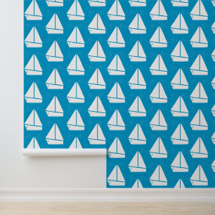 Light Blue Sailboat Pattern Tapete