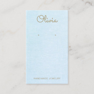 Light Blue Script Earring Display Visitenkarte