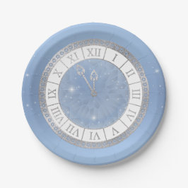 Light Blue Silver Cinderella Clock Princess Party Pappteller