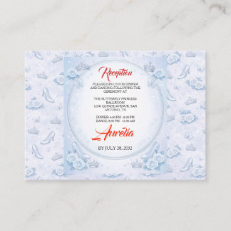 Light Blue Silver Princess Quinceanera Birthday Begleitkarte