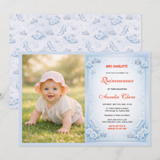 Light Blue Silver Princess Quinceanera Birthday  Einladung