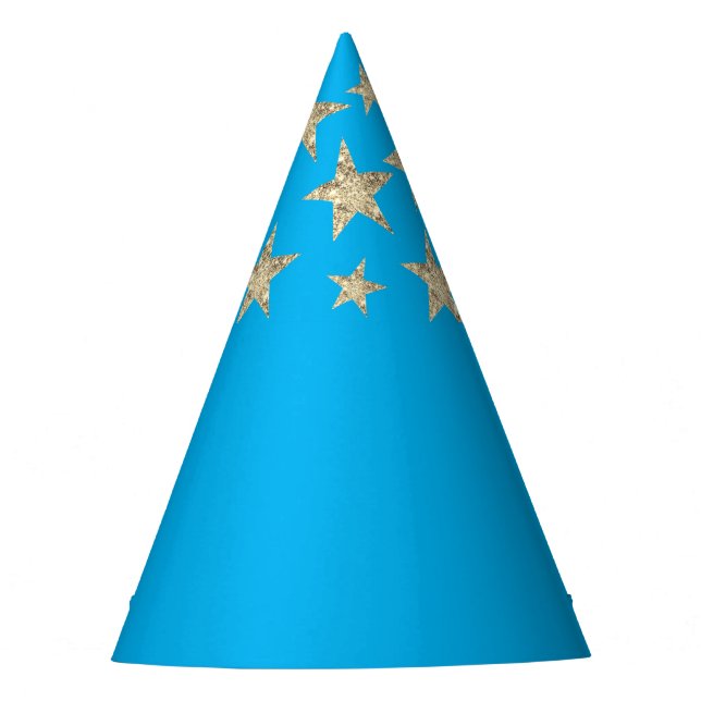 Light Blue Silver Stars Wizard Party Hat Partyhütchen (Vorderseite)