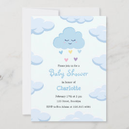 Light Blue Simple Cloud Baby Dusche Einladung