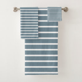 Light Blue Simplistic Stripes Badhandtuch Set