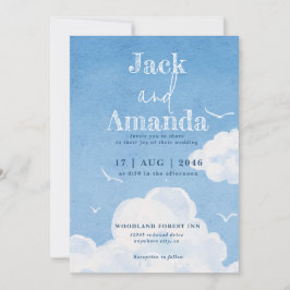 Light Blue Sky Relaxing Wedding Invitation Cards Einladung