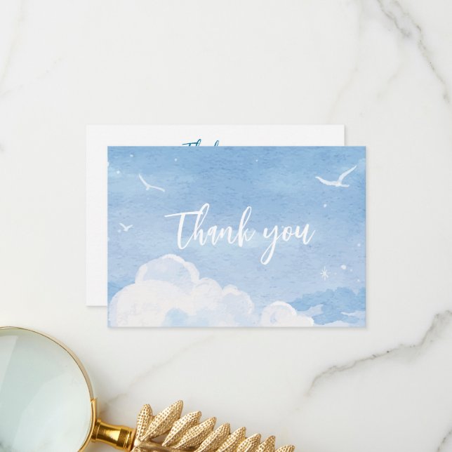 Light Blue Sky Wedding Vielen Dank an Cards Dankeskarte (Vorderseite/Rückseite Beispiel)
