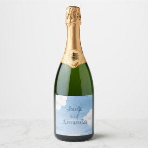 Light Blue Sky Wedding Wine Flasche Sticker & Labe