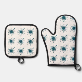 Light Blue Snowburgh Weihnachten Ofenhandschuh & Topflappen-Set