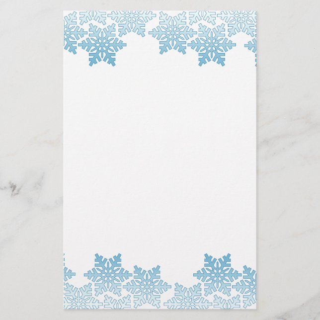 Light Blue Snowflake Border Briefpapier (Vorderseite)