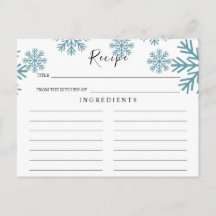 Light Blue Snowflakes Wedelrezeptkarte
