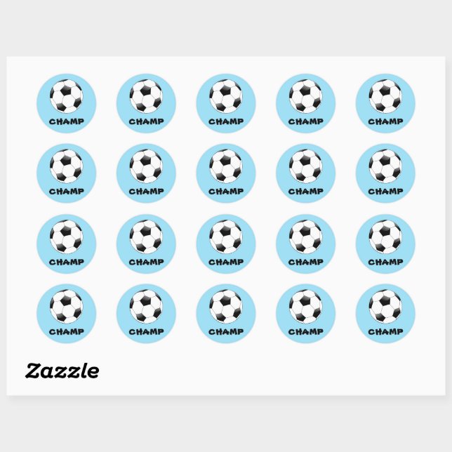 Light Blue Soccer Champ Stickers (Blatt)