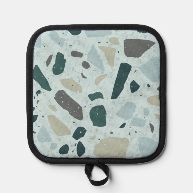 Light Blue Square Abstract Potholder Topflappen (Vorderseite)