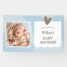 Light Blue Star Foto Baby Dusche Willkommen