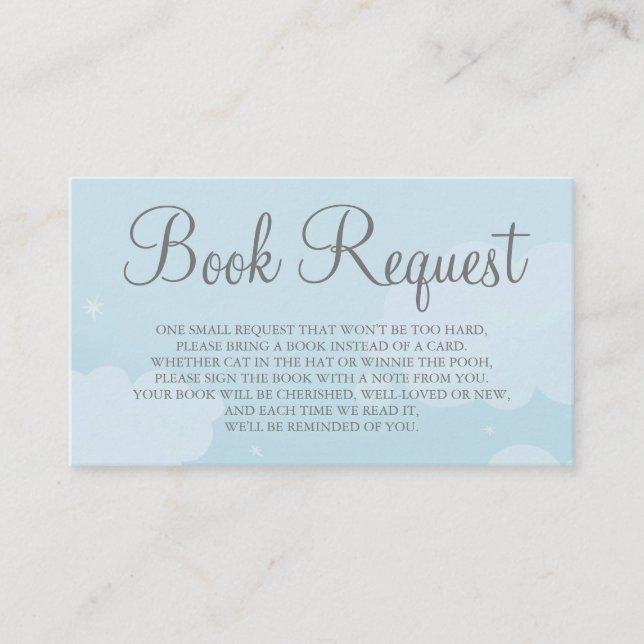 Light Blue Star Sky Book Request Card Visitenkarte (Vorderseite)