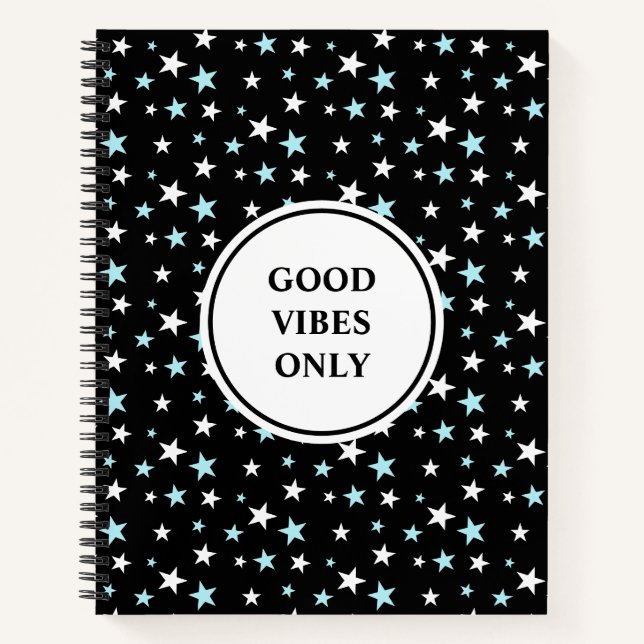 Light Blue Stars auf Navy Blue Notebook Notizbuch (Vorderseite)