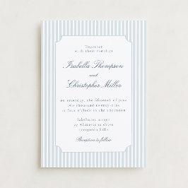 Light Blue Stripe Framed Wedding Invitation Einladung