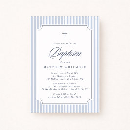 Light Blue Striped Baptism Invitation
