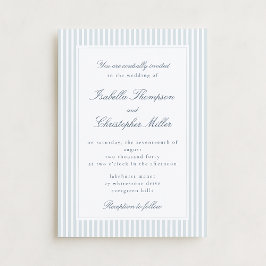 Light Blue Striped Modern Script Wedding Invitatio Einladung