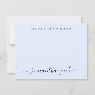 Light Blue Stylish Script Elegant Minimalistisch Mitteilungskarte