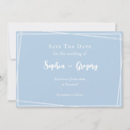 Light Blue Stylish Script Elegant Wedding Save The Date