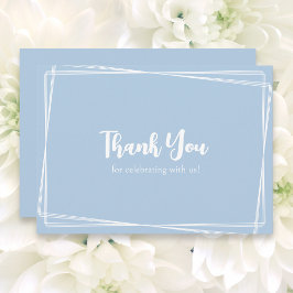 Light Blue Stylish Script Geometric Frame Wedding Dankeskarte