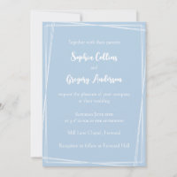 Light Blue Stylish Script Geometric Frame Wedding