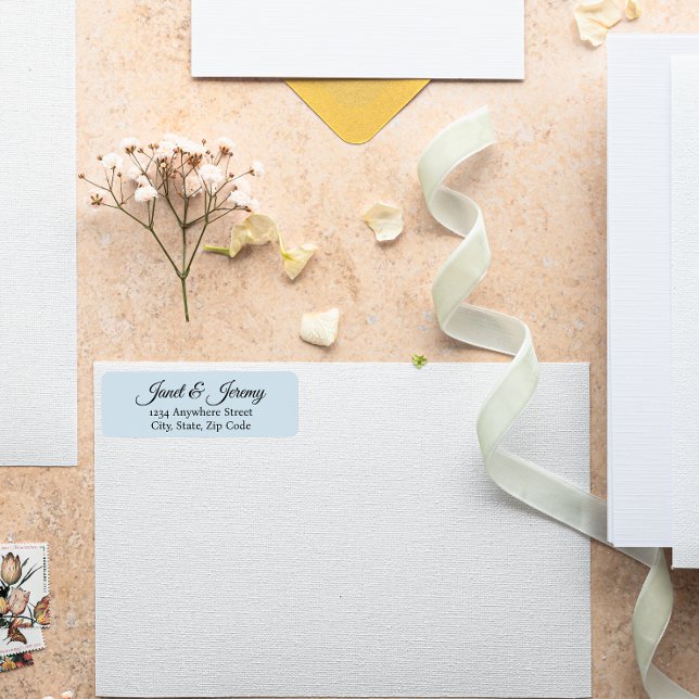 Light Blue Stylized Names Wedding Rücksendeadresse (In Situ Wedding)