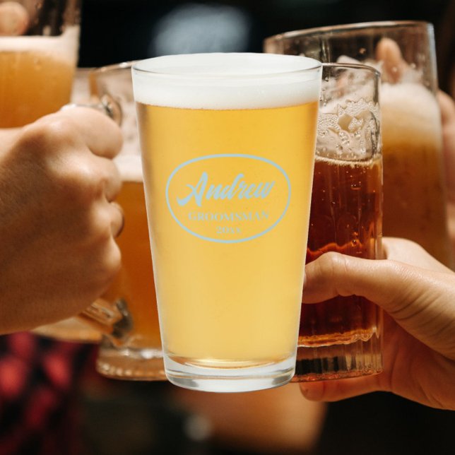 Light Blue Stylized Wedding Trauzeuge Glas (In Situ)