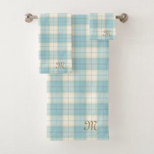 Light Blue Tartan Personalisiert Mit Monogramm Badhandtuch Set