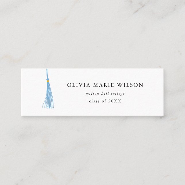 Light Blue Tassel Abschluss Name Card Mini Visitenkarte (Vorderseite)