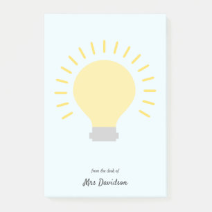 Light Blue Teacher Bulb Nachhinweise Post-it Klebezettel