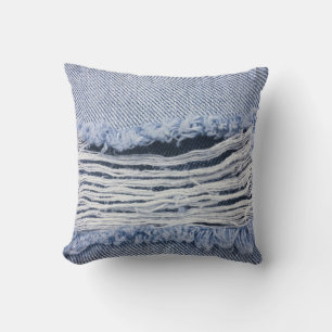 Light Blue Torn Jeans Texture Kissen
