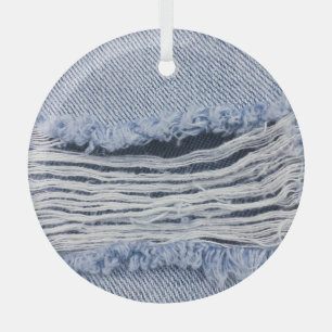 Light Blue Torn Jeans Texture Ornament Aus Glas